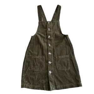 Kids Blue Spice‎ Corduroy Overall Dress Green Button Front Pockets Size S